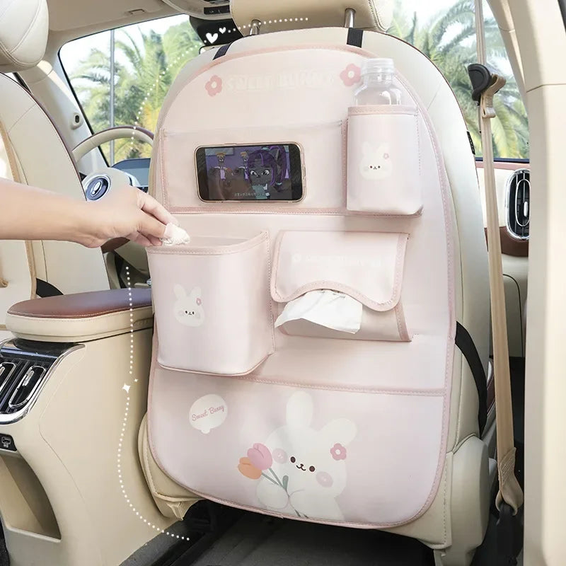 Adorable Kawaii Car Seat Storage Bag 🐻🐰 - Multifunctional Anti-Dirty Backseat Organizer for a Mess-Free Ride! 🚗✨