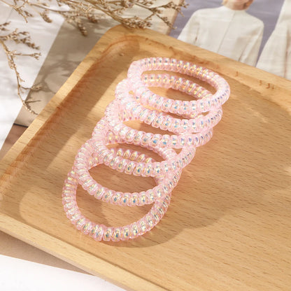 🌈✨ Adorable Spiral Hair Coils - 6pc Colorful Jelly Hair Ties for Trendy Tails! 🌸💖