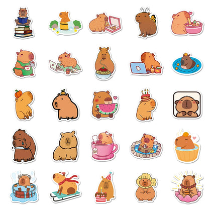 Kawaii Capybara Sticker Pack 🐾 | 10/30/50/100 Cute Waterproof Animal Decals for DIY Notebook, Phone & Laptop 🎨✨
