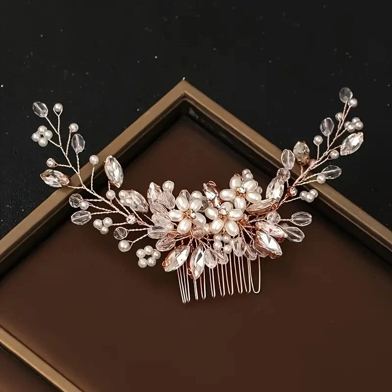 Crystal Rhinestone Pearl Hair Comb Headpiece For Brides And Weddings Romantic Clip Accessory 💎✨