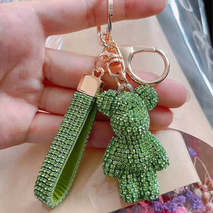 Diamond Bear Car Keychain Cute Handmade Luxury Rhinestone Bag Pendant 🧸💎✨