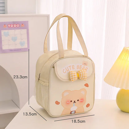 Adorable Kawaii Bunny Lunch Box 🍱💕 - Insulated Pink Bow Bento Bag for Kids & Students!