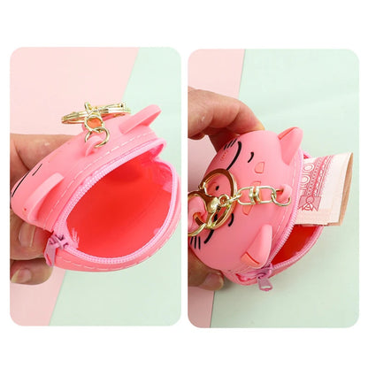 🐱 Kawaii Cat Silicone Coin Pouch 👜 Cute Keyring Organizer for Kids!