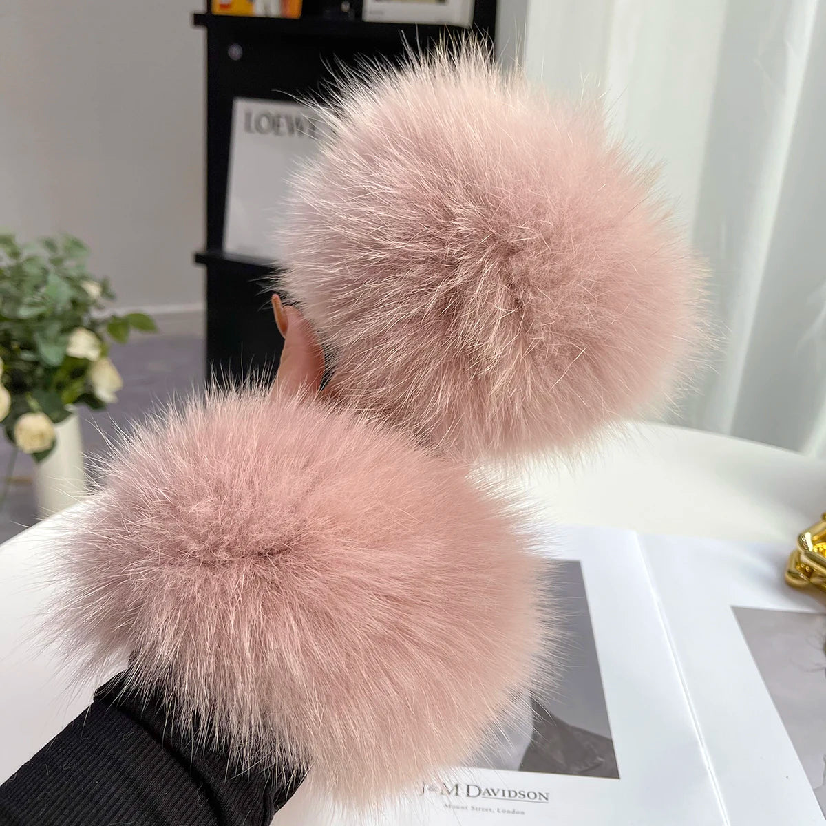 Fox Fur Cuff Arm Warmer For Women Real Fur Wristband Glove 🧣 Soft Cute Style