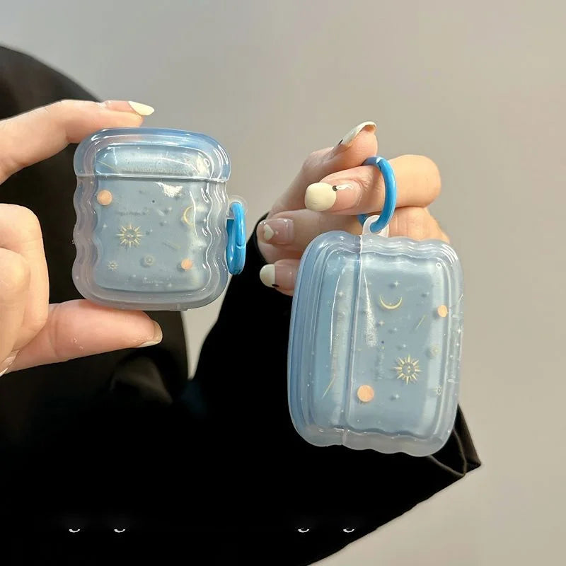 🎀 Adorable Korea Cartoon Stars Wave Case for AirPods Pro 2nd & 3 🎧✨ Cute Fashion Cover for Trendy Girls! 🌟 - Pixie Quill