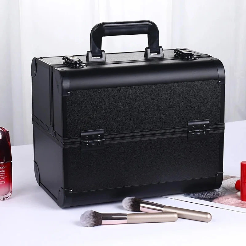 Kawaii Makeup Train Case 🎀✨ | Adjustable 4-Tray Organizer with Lockable Compartments 💖💄
