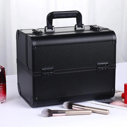 Kawaii Makeup Train Case 🎀✨ | Adjustable 4-Tray Organizer with Lockable Compartments 💖💄