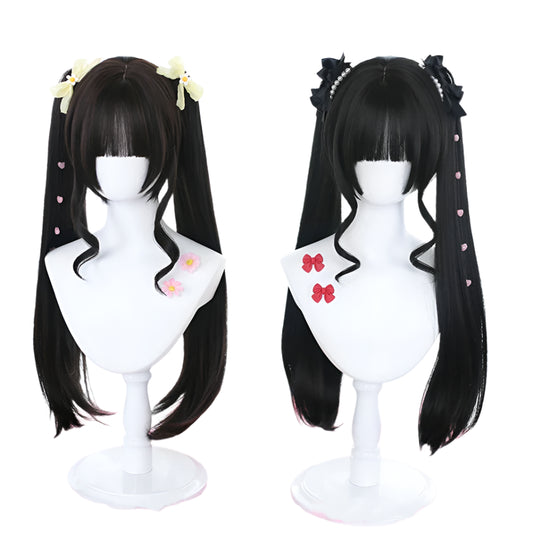 Cute Ombre Blonde & Black Double Ponytail Lolita Wig 🎀✨ - Kawaii Cosplay Hair with Bangs for Harajuku Style! 💖👸