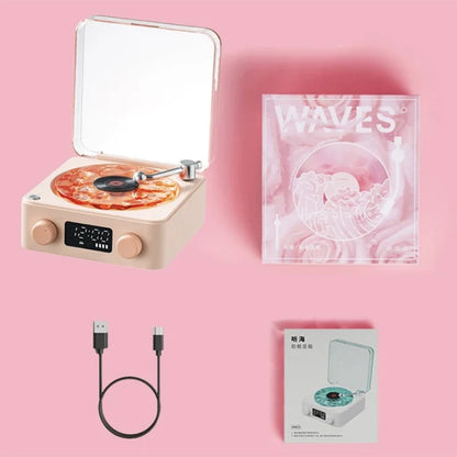 Kawaii Retro Vinyl Record Player 🎶✨ | Bluetooth Speaker with White Noise & RGB Light Magic 🌈💖