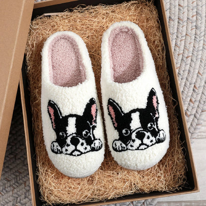 Adorable French Bulldog Plush Slippers 🐾✨ Cozy Cotton Comfort for Pet Lovers - Cute & Non-slip Indoor Footwear for Men & Women! 🐶❤️