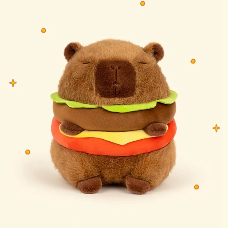 Kawaii Capybara Burger Plushie 🍔✨ | Adorable Soft Stuffed Animal Pillow for Cuddly Comfort 🐾💖