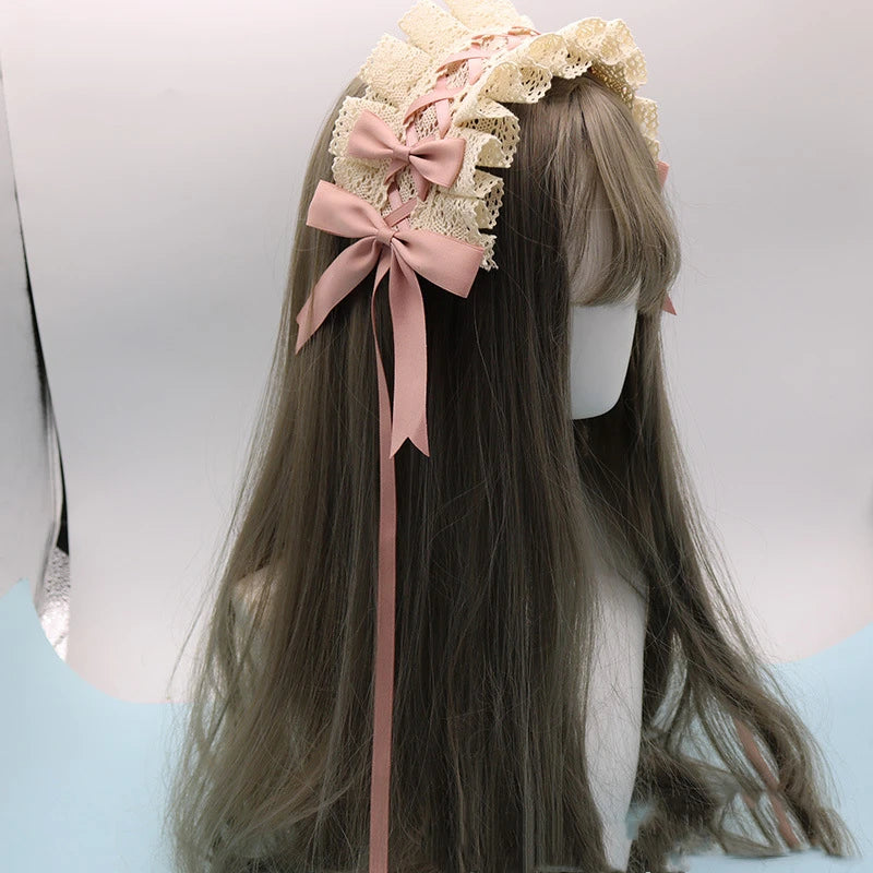 Pastel Bowknot Lace Flower Hair Band Cosplay Accessory Handmade Wholesale 🎀💖