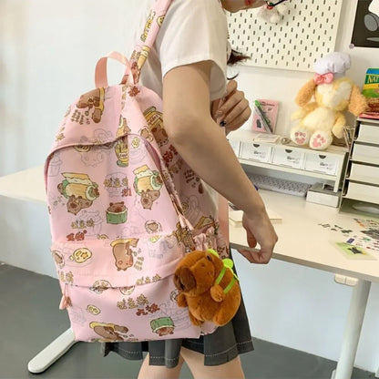 Capybara Backpack 🦙 | Fun & Spacious Nylon School Bag for Students 🎒✨