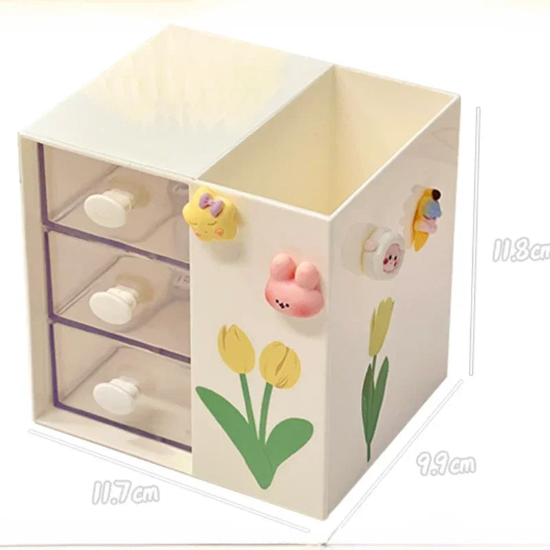 Cute Kawaii Pen Holder & Pencil Organizer 🐾🌈 - Adorable Multi-Functional Storage Box for Your Desk!