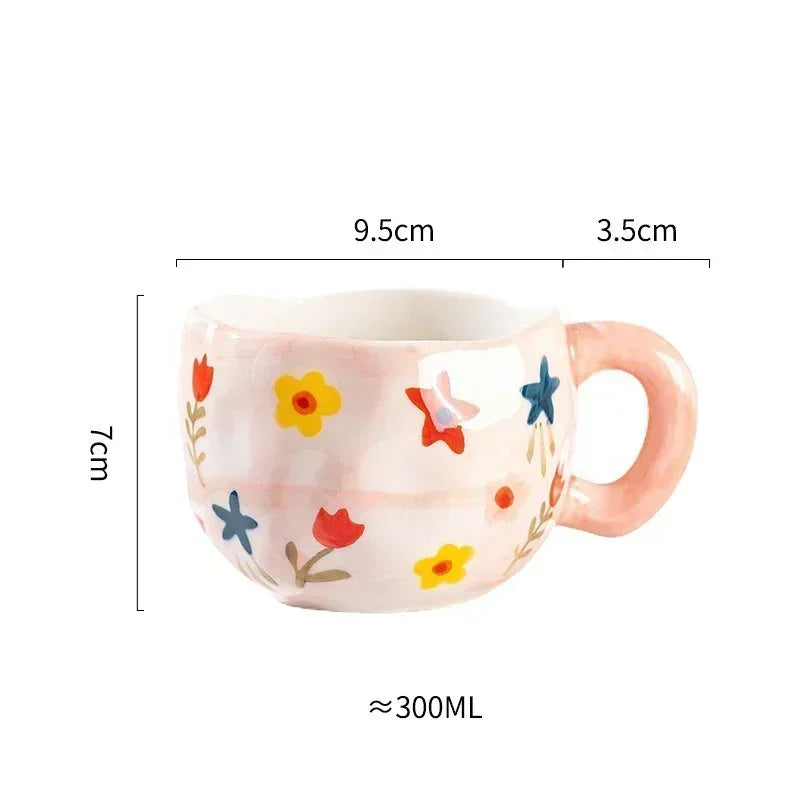 Whimsical Flower Heart Ceramic Mug 🌼💖 - Adorable Irregular Cup for Coffee, Tea & Juice! Perfect Gift for Kids & Girls!