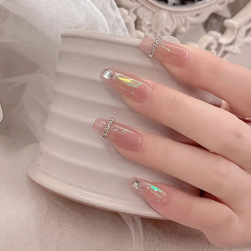 Kawaii 24pcs Pink Butterfly Press-On Nails 🦋💖 | Jelly Gel False Nail Tips for Lovely Girls 🌸✨ with Easy Application Tools