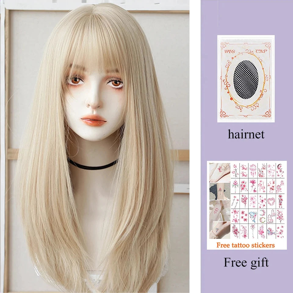 Kawaii Long Black & Red Wavy Wig 💖✨ - Cosplay & Daily Use with Bangs 🎀 | Harajuku Style!