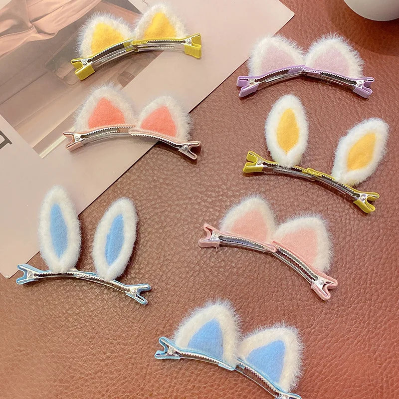 🐰✨ Adorable Bunny Ears Hair Clips Set - Handmade Baby Girl Accessories! 🎀💖