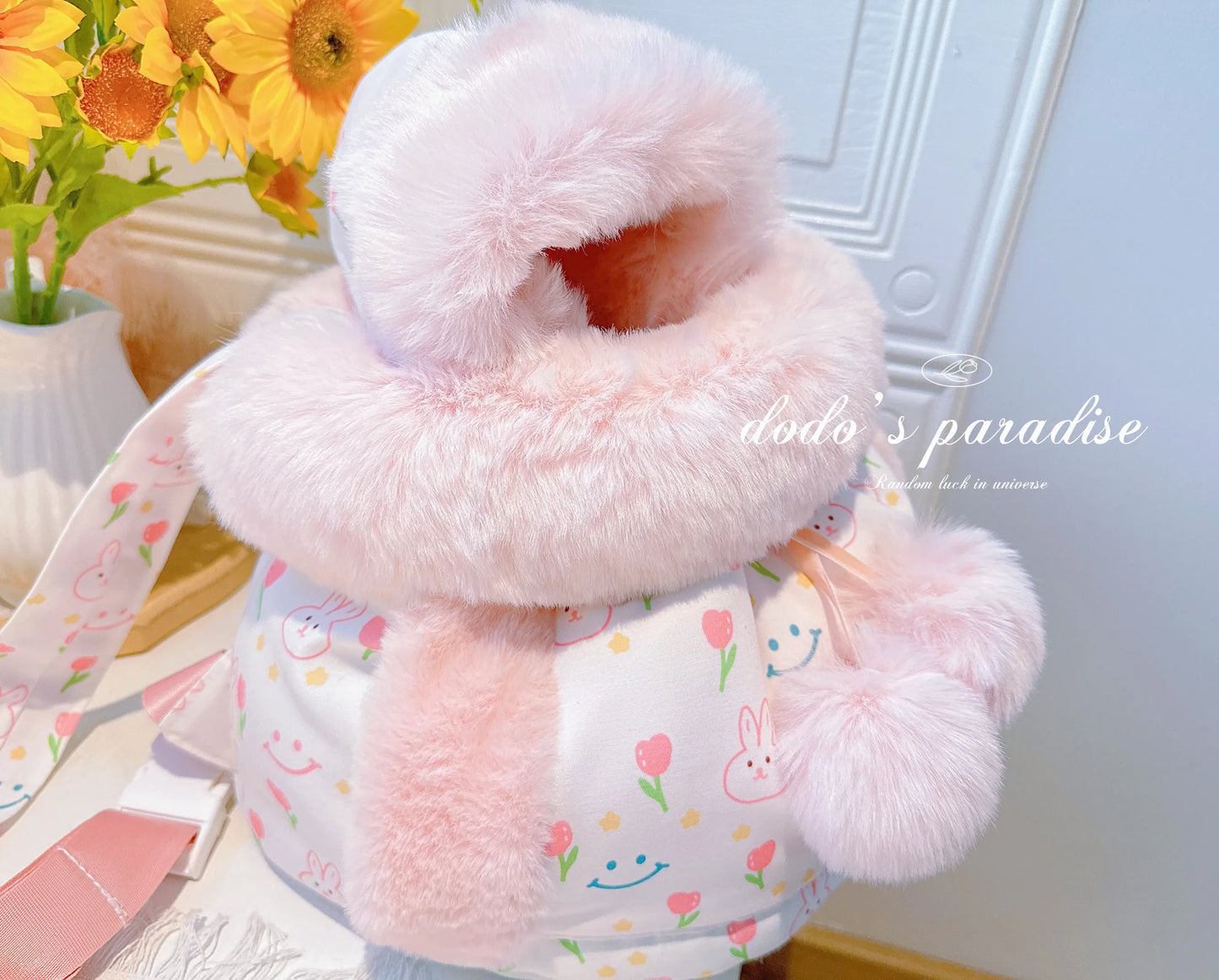 Kawaii Cozy Pet Carrier 🐾✨ | Winter Fur Collar Backpack for Cats & Puppies 🐶❄️