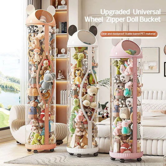 Kawaii Plush Toy Paradise: Transparent Storage Pail 🧸✨ - Large Capacity Cylinder for Adorable DIY Plushies! 🌈💖