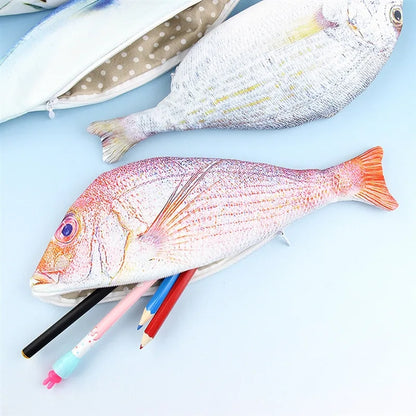 Cute Simulation Fish Pencil Case Cartoon Zipper Box Large Capacity 🐟🐠