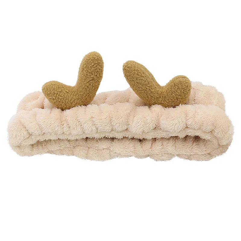Women Wash Face Makeup Soft Coral Fleece Elastic Headband Head Wrap Cute Rabbit Bow Animal Ears Hairband Girl Hair Accessories