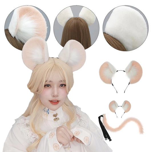 Kawaii Plush Mouse Ears Headband 🎀 | Cute Furry Animal Hair Hoop for Anime & Cosplay 🐭✨