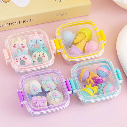 Cute & Kawaii Lunch Box Eraser Set 🍱✨ - Adorable Rubber Erasers for School 🎨📚 - Perfect Gift for Kids! 🎁