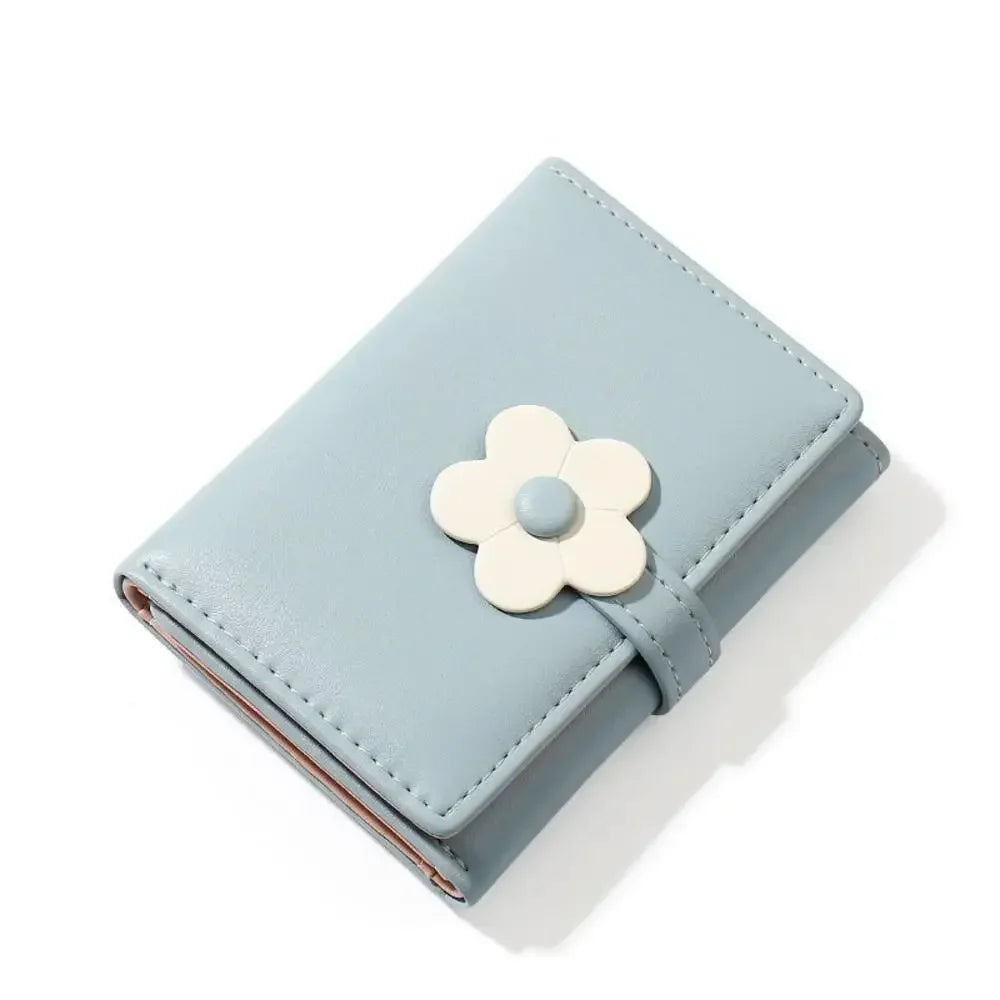 Women's Short Wallet Sweet PU Leather Cute Small Coin Purse Three Fold Card Holder Bag