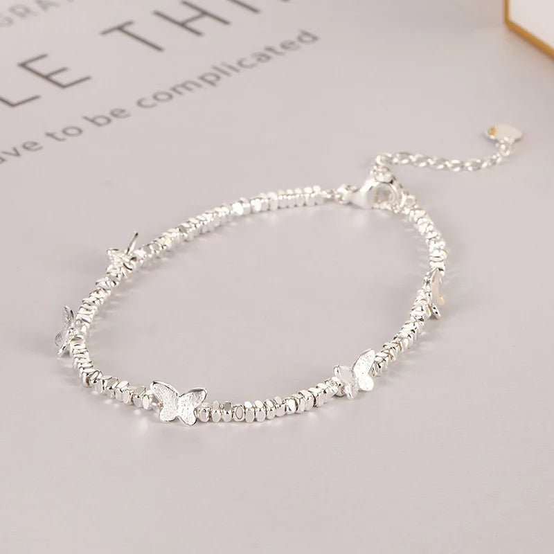 ✨ Kawaii Butterfly Charm Bracelet 🌸 - 925 Silver Bead Design for Girls 🎀 | Perfect Gift & Dropshipping!