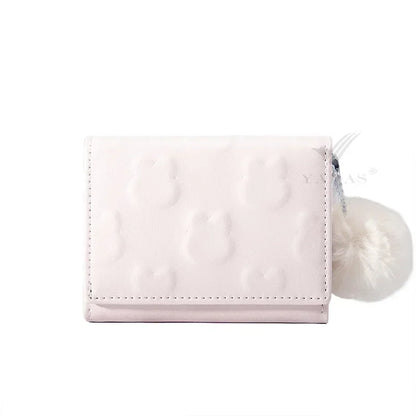 Women's Short Wallet Sweet PU Leather Cute Small Coin Purse Three Fold Card Holder Bag