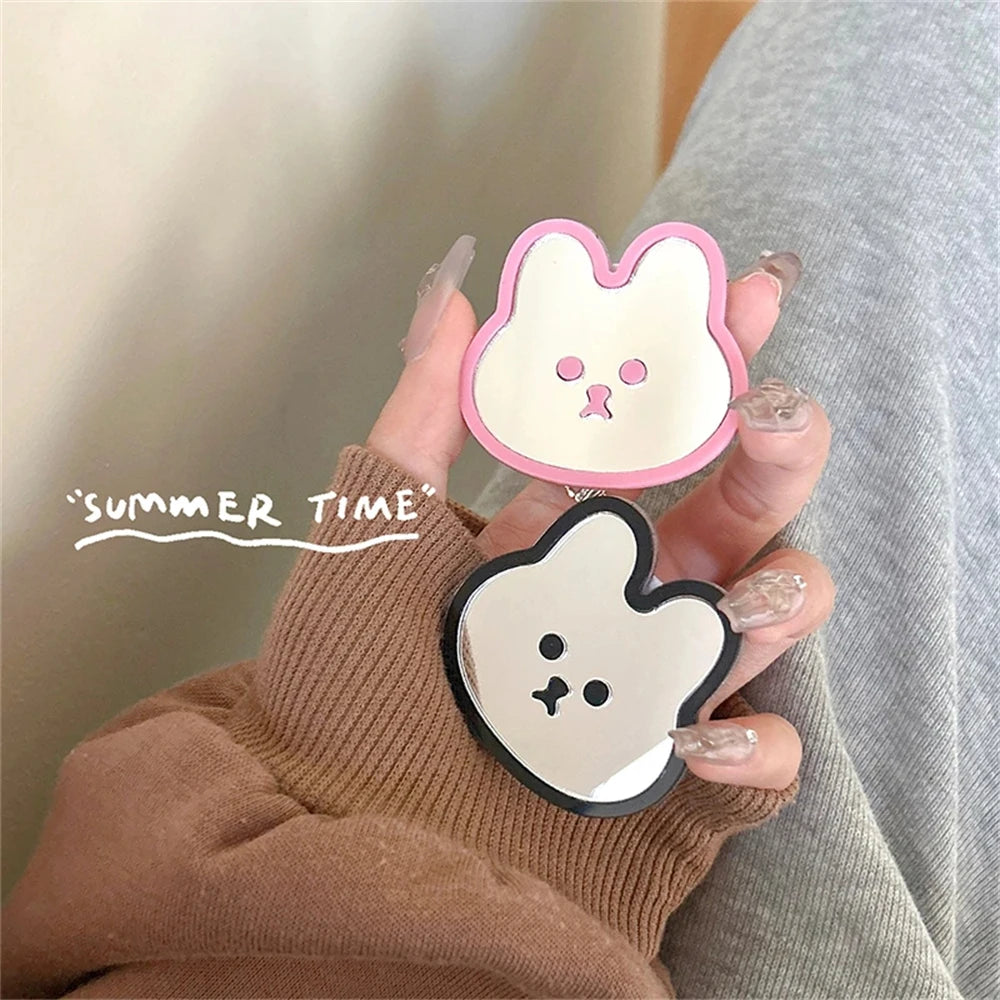 Kawaii Rabbit Mirror Grip Tok 🐰✨ | Adorable Foldable Phone Stand & Ring Holder for iPhone 📱💕