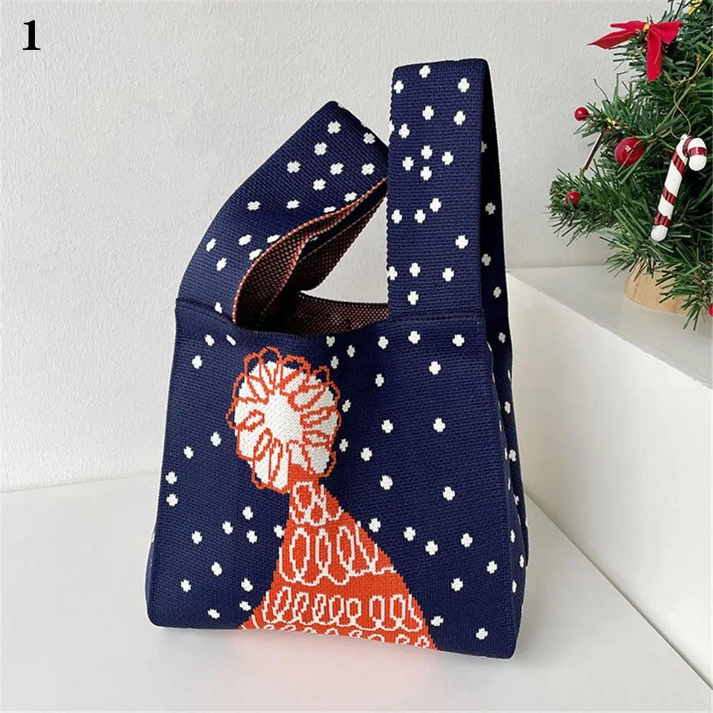 Kawaii Knitted Stripe Wrist Bag 🌈✨ | Adorable Large-Capacity Tote for Trendy Shopping 👜💕