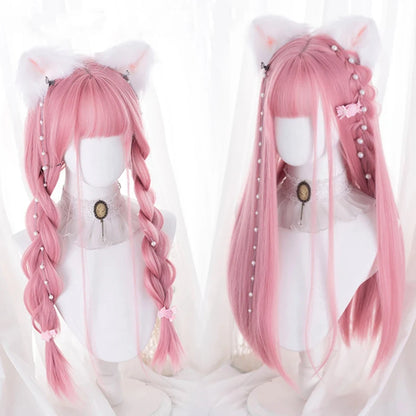 Cute Ombre Blonde & Black Double Ponytail Lolita Wig 🎀✨ - Kawaii Cosplay Hair with Bangs for Harajuku Style! 💖👸