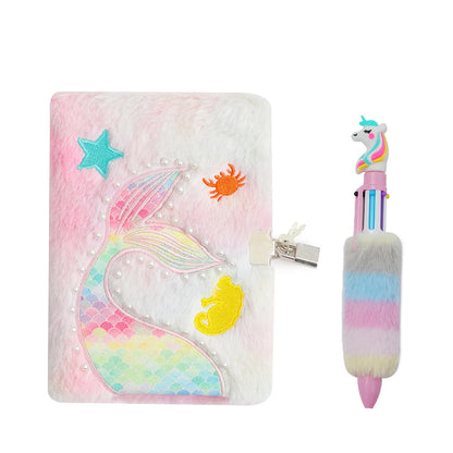 Kawaii Mermaid Tail A5 Notebook & Pen Set 🧜‍♀️✨ - Adorable Lock Diary for Girls! 💖📚