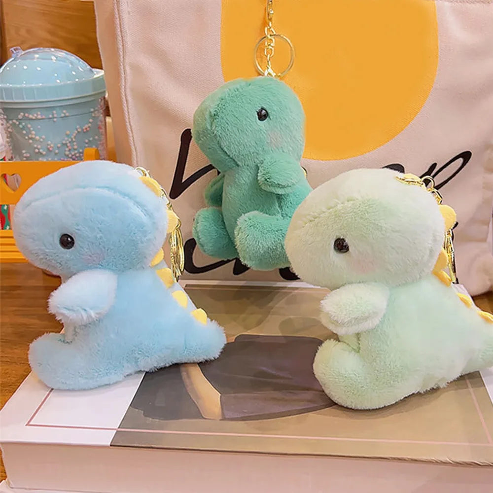 Pastel 12cm Dino Plush Keychain Pendant 🦕 Cute Portable Stuffed Doll Backpack 🎒