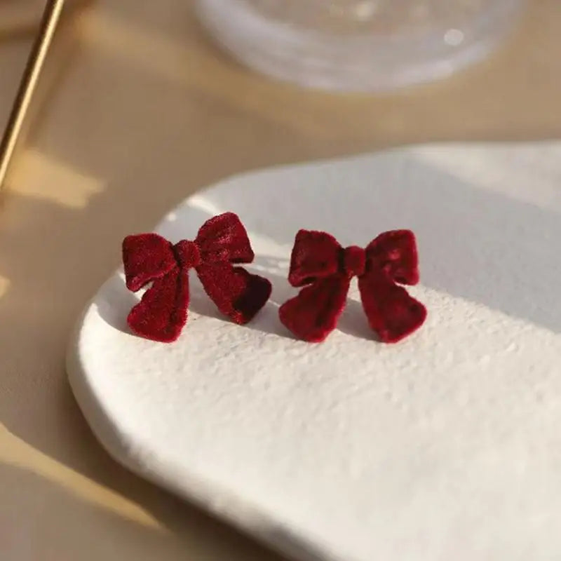 Charming Wine Red Bow Pearl Tassel Earrings 🎀🌟 | Kawaii 2024 Bridal Jewelry ✨