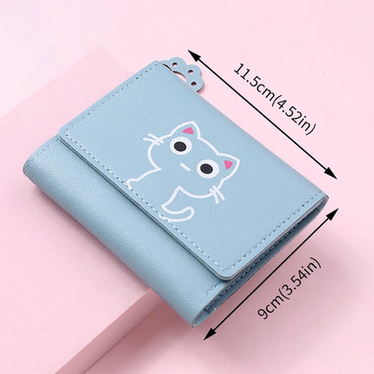 Kawaii Cat-Themed PU Leather Wallet 🐱💖 | Adorable Short Purse for Ladies | Perfect Gift for Cat Lovers! 🎁✨