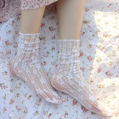 ✨ Whimsical Floral Lace Fishnet Socks 🌸 Soft & Breezy Fun Hosiery for Ladies! 🧦