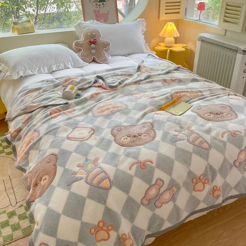 Snuggle Up with Adorable Bear Friends 🐻💖 Cozy Fleece Blanket for Travel & Home! - Pixie Quill