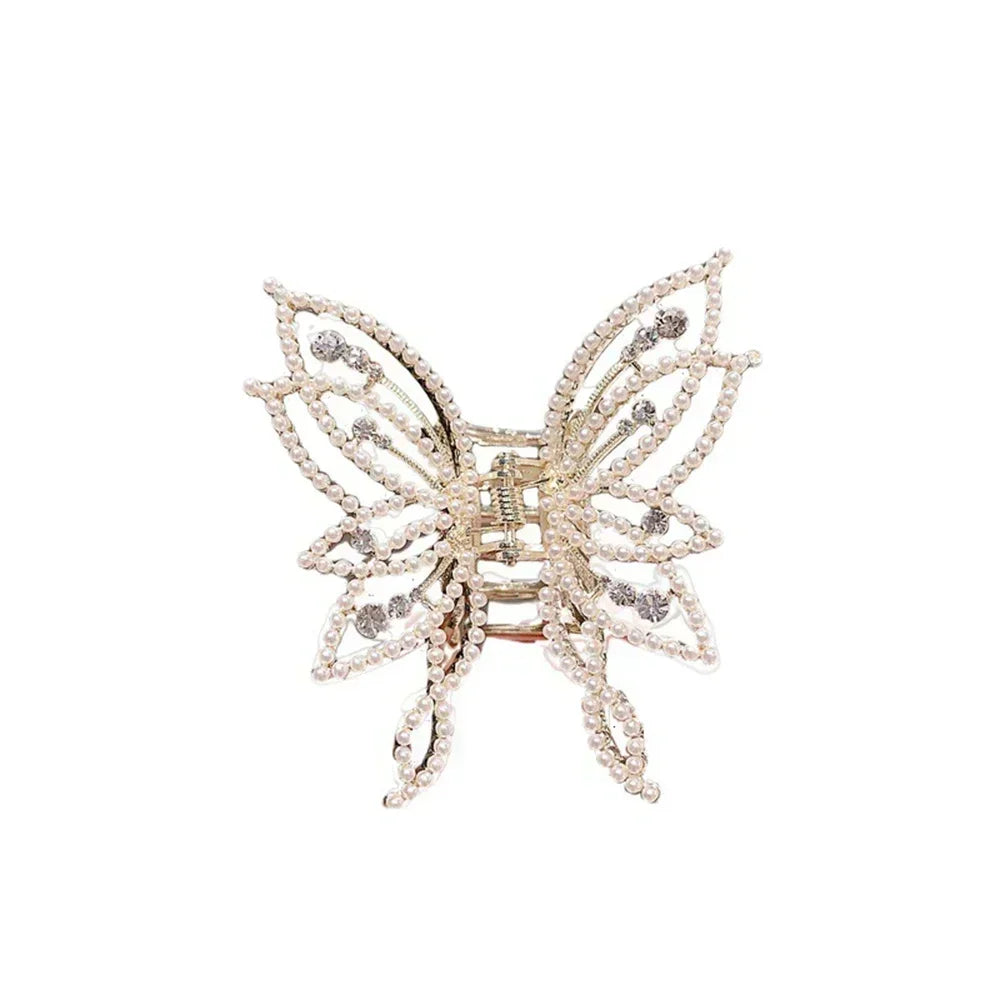 ✨ Kawaii Glitter Butterfly Hair Claw Clip 🦋 - Elegant Hollow Design for Girls & Women 🌸 Perfect for Ponytails & Vintage Styles!