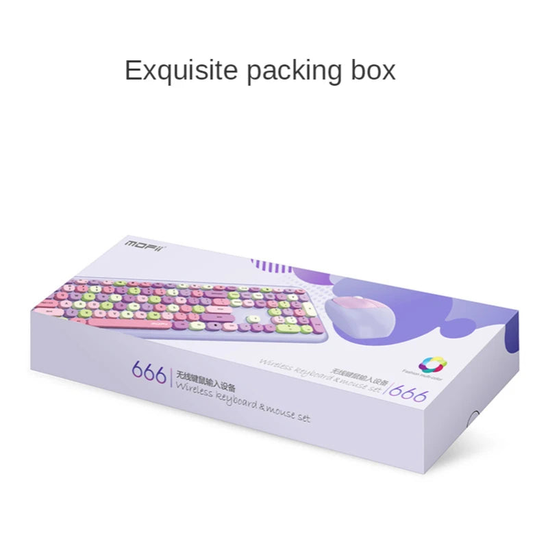 Kawaii Colorful Macaron Wireless Keyboard & Mouse Set 🍫✨ - Cute & Silent for Girls!