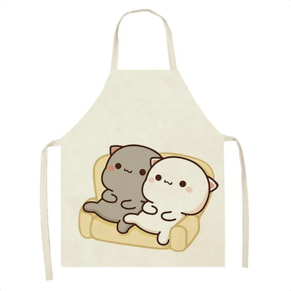 Cute Cartoon Cat Cooking Apron 💕🐱 - Fun & Mess-Free for Couples in the Kitchen 🍳👩‍🍳 - Pixie Quill