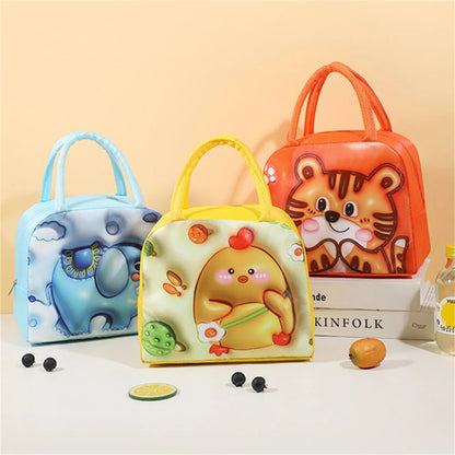 Kawaii 3D Animal Pattern Bento Bag 🐻🍱 | Large Capacity Insulated Lunch Tote for Kids & Adults 🌈✨