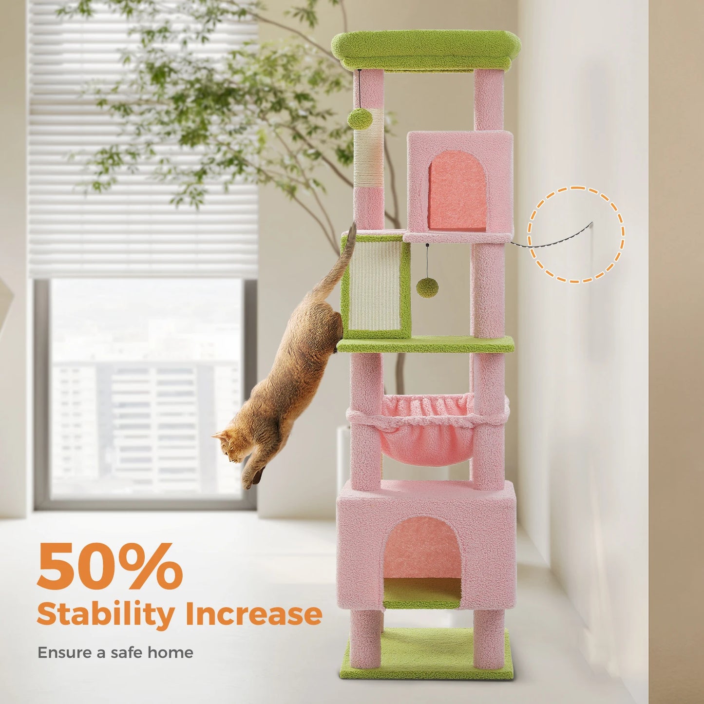Cactus Cat Tree 71 Inch Tall Indoor Cat Tower With Multi Level Big Condo Pads 🐱🌵