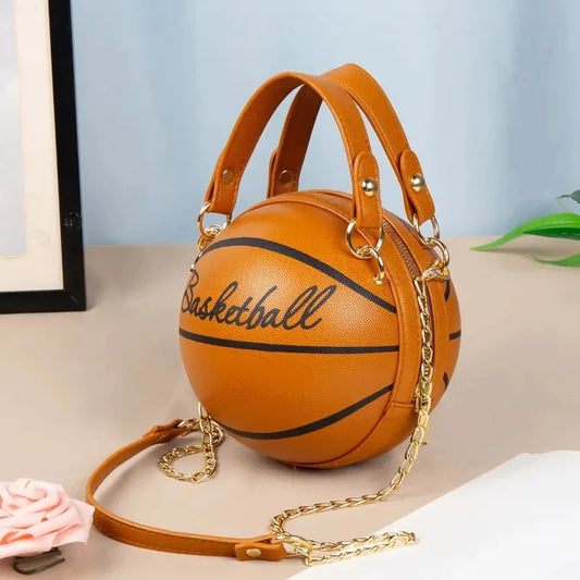 Kawaii Basketball Chic: PU Leather Chain Shoulder Bag 😍🏀✨ - Trendy Crossbody for Teens!