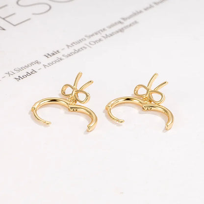 Kawaii Geometric Bow Hoop Earrings ✨💕 - Cute Minimalist Jewelry for Women! 🎀