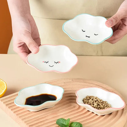 🌈 Adorable Cloudy Dipping Delight 🍜 - Whimsical Ceramic Sauce Dish for Saucy Snacking! 🌟 - Pixie Quill