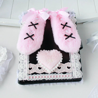 Lace Handmade Kpop Photocard Album A5 PU Leather Plush Pink Black Idol Keeper 📚💖