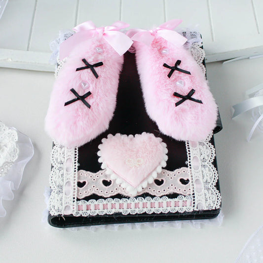 Lace Handmade Kpop Photocard Album A5 PU Leather Plush Pink Black Idol Keeper 📚💖